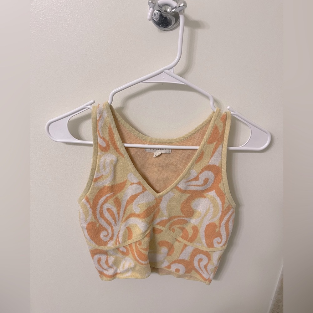 🌴$8 PacSun orange and yellow crop tank top